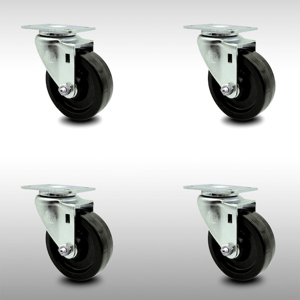 4 Inch SS Phenolic Wheel Swivel Top Plate Caster Set